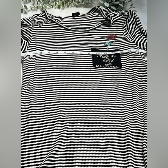 Disney Tale as Old As Time Black White Striped Sleep Dress Large - Picture 7 of 8